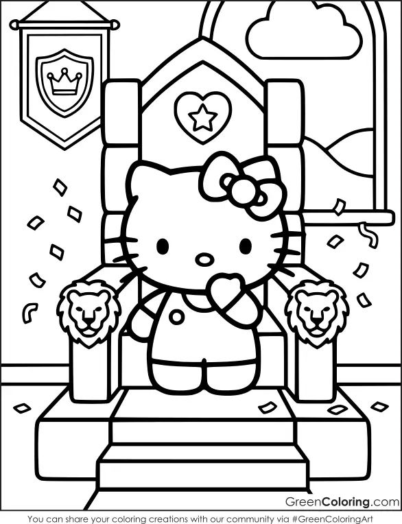 Easy Hello Kitty Coloring Pages PDF for Kids
