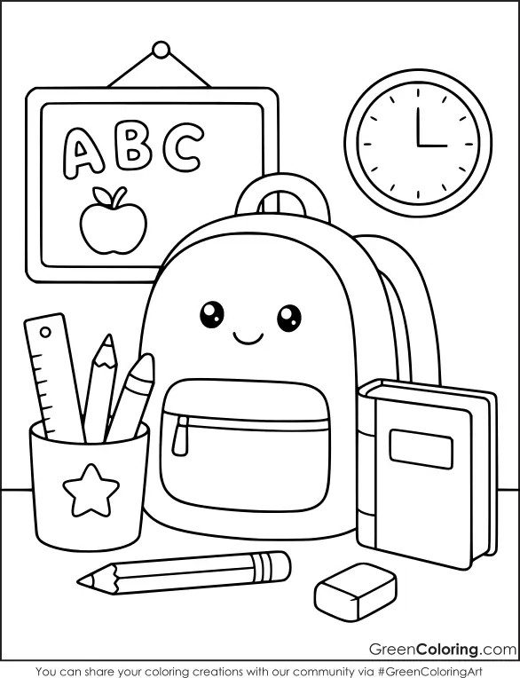 School Coloring Page for Kids