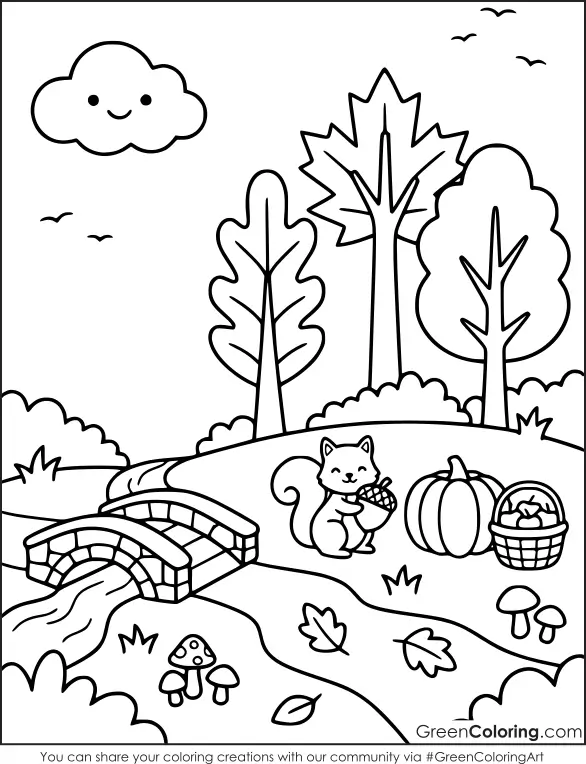 Free Fall Coloring Page Printable