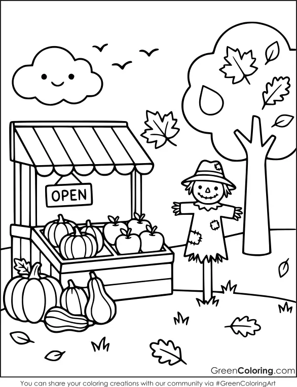 Free Fall Coloring Page Printable