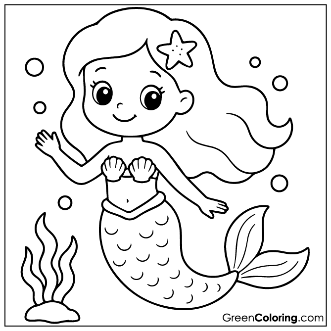 Free Mermaid Coloring Page