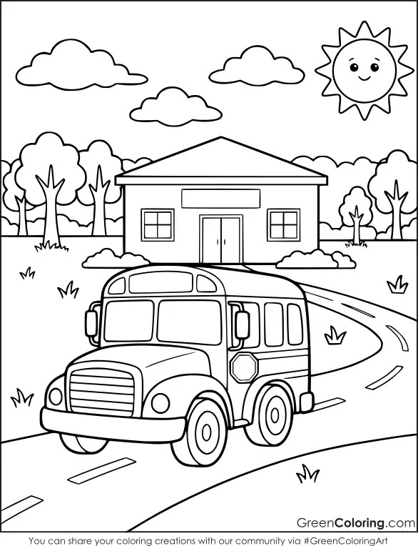 Bus Coloring Pages PDF