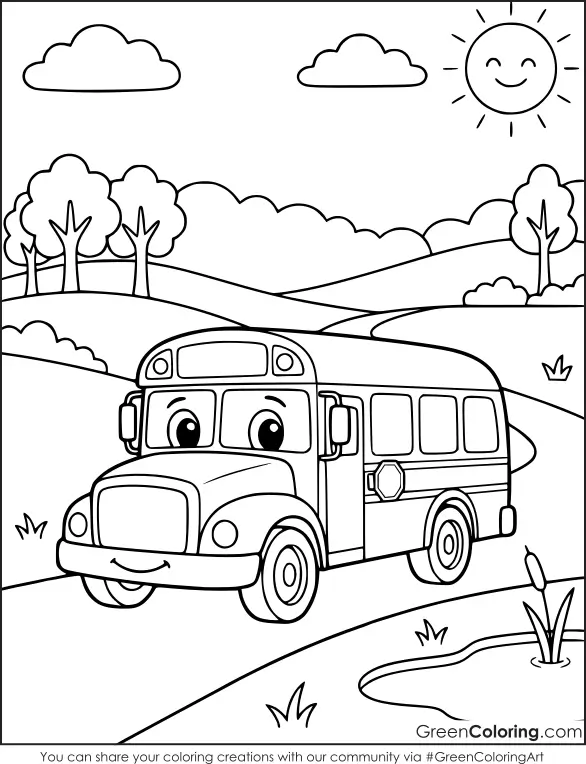 Bus Coloring Sheets Printable PDF