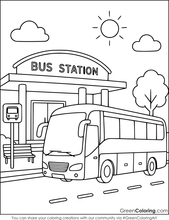 Bus Station Coloring Pages