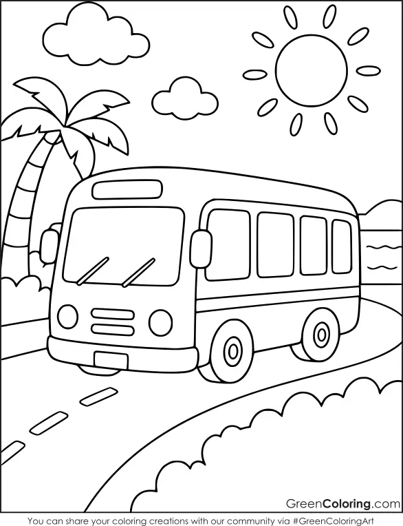 Bus Summer Coloring Sheets