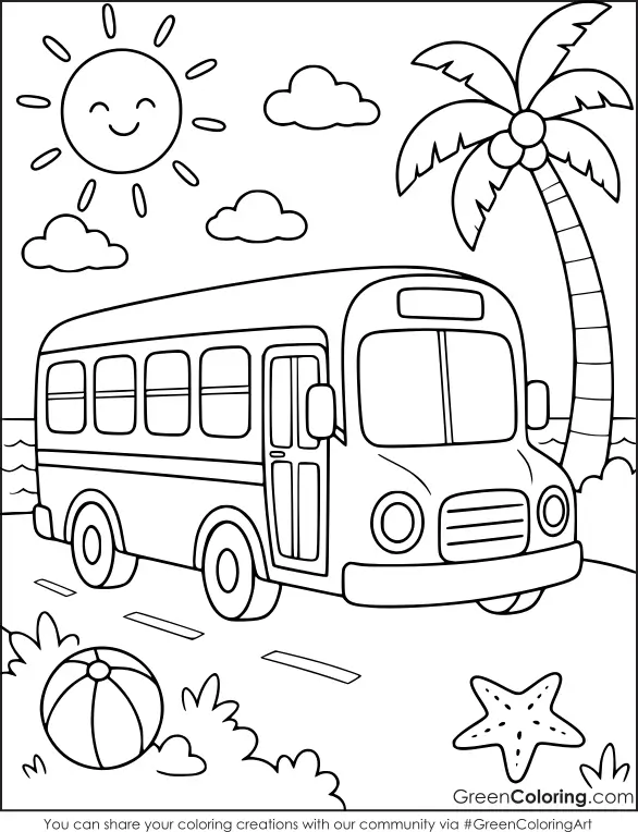 Bus Summer Coloring Pages