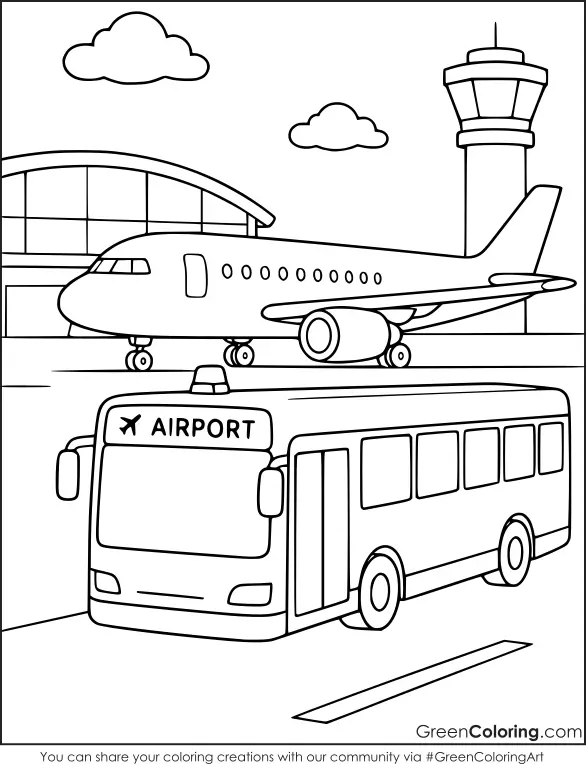 Airport Bus Coloring Pages