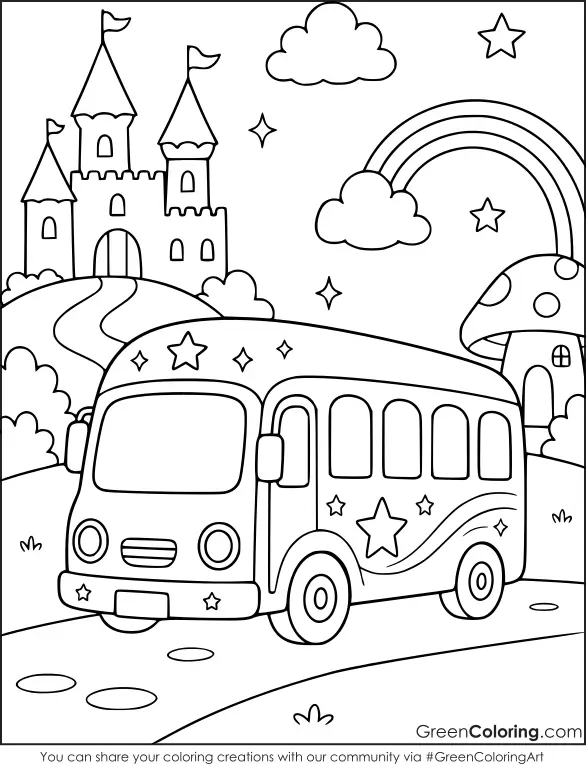 Magic Bus Coloring Pages for Kids & Toddlers