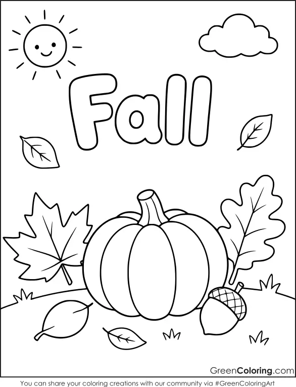 Free Coloring Pages of Fall Pumpkin