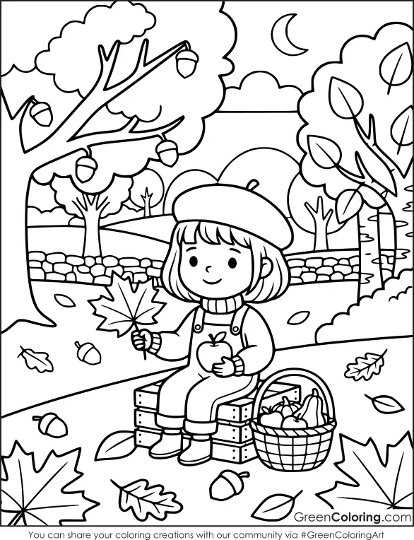 Fall Coloring Page PDF Printable