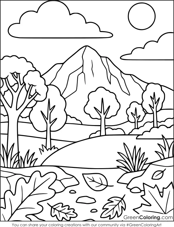 Simple fall coloring pages easy