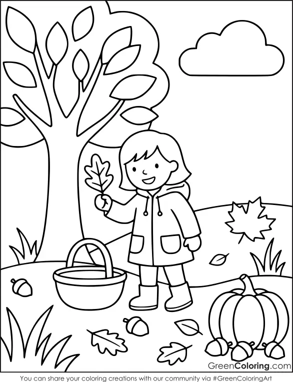 Simple fall coloring pages easy