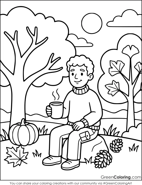 Simple fall coloring pages easy