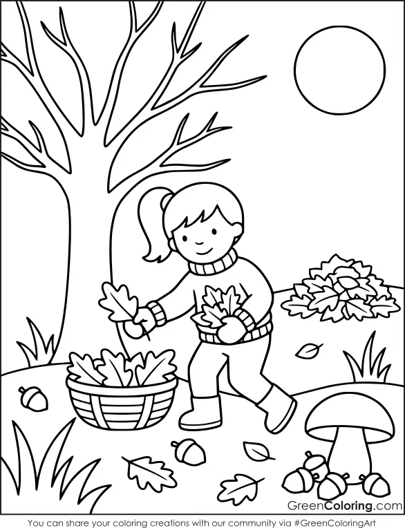 Simple fall coloring pages easy